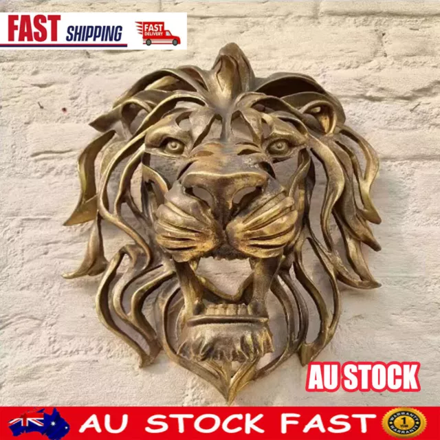 3D Large Lion Head Wall Mounted Art Sculpture Simulation Resin Animal Figures QS