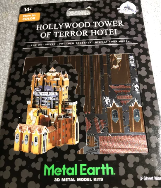 Disney Parks 3D Metal Earth Model Kit Hollywood Tower Of Terror New In Color