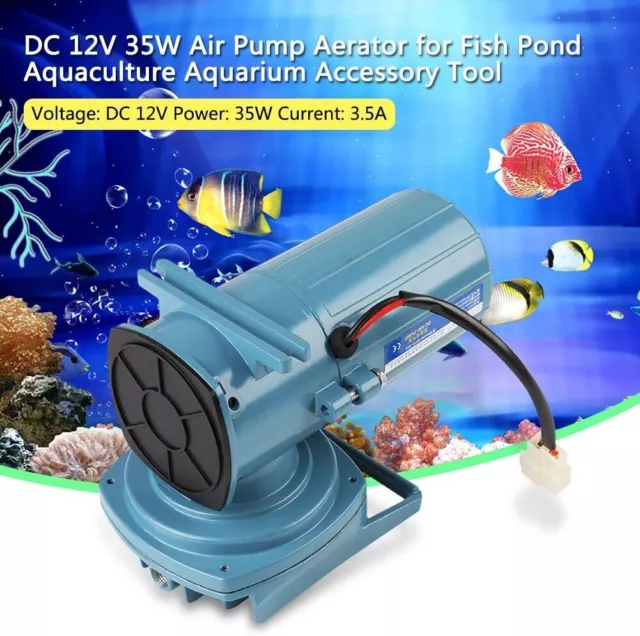 Aquarium Air Pump 12V 35W Adjustable Air Aerator Pump for Fish Pond Aquaculture