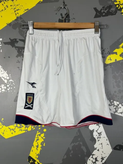 Scotland Team Vintage Home Football Shorts White Diadora Young Size M ig93