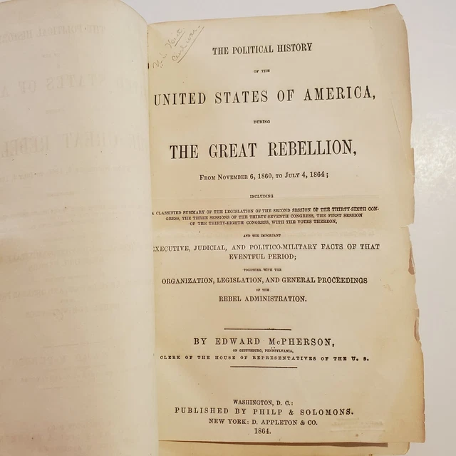 Vintage Book 1864 The Great Rebellion Government Political History yrs 1860-1864