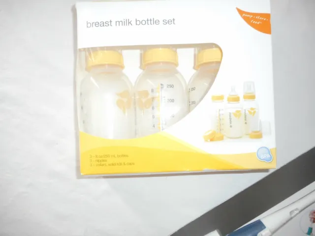 Ensemble de biberons de lait maternel Medela et brosse à biberon Oxo 3