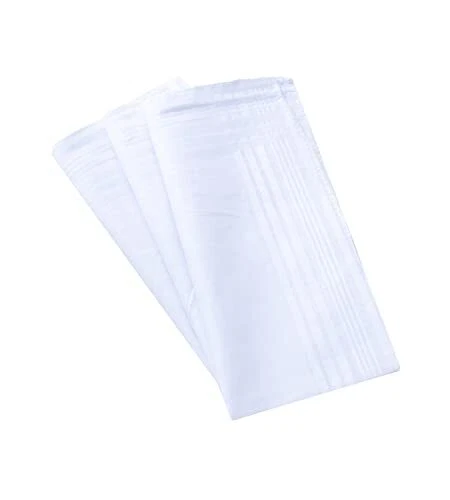 Men's White 100% Cotton Handkerchief Hankie Hankerchieves 3PCS