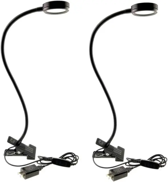 2 Pack Clamp Gooseneck LED Desk Lamp Clip on Bendable Steel Light C