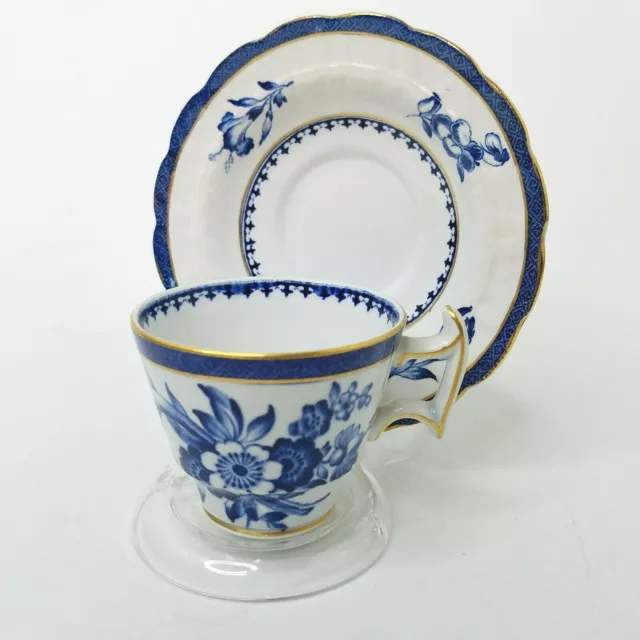 Booths Silicon China Demitasse Teacup Saucer Blue White Floral England