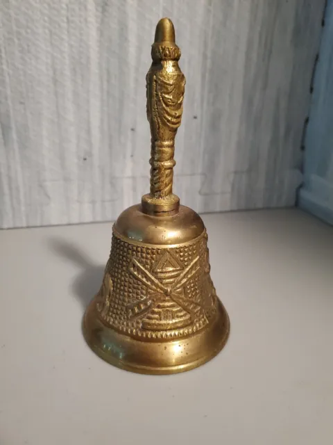 VIntage Heavy Ornate Decorative BRASS  BELL , 6 Inches