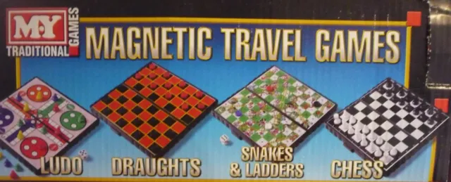 Magnetic Mini Travel Board Games Chess, Draughts, Snake & Ladders or Ludo