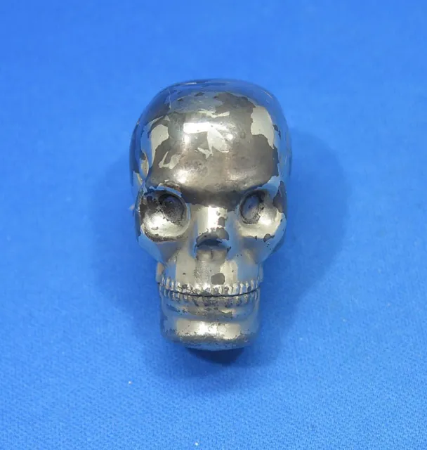 Match safe, figural skull, white metal, vesta, c. 1890