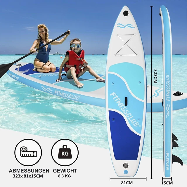 Fitnessclub Board Set, Inflatable Stand Up Paddling Board 305/320 cm, Surfboard