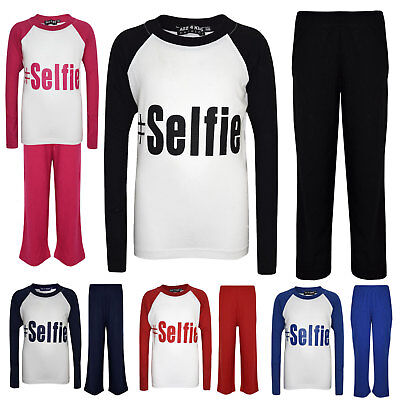 Kids Boys Girls PJ's " #SELFIE " Printed Stylish Pyjamas New Age 5-13 Years