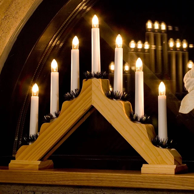 "Arco luminoso Konstsmide Christmas ""Candela in legno"" illuminazione natalizia legno E10"""