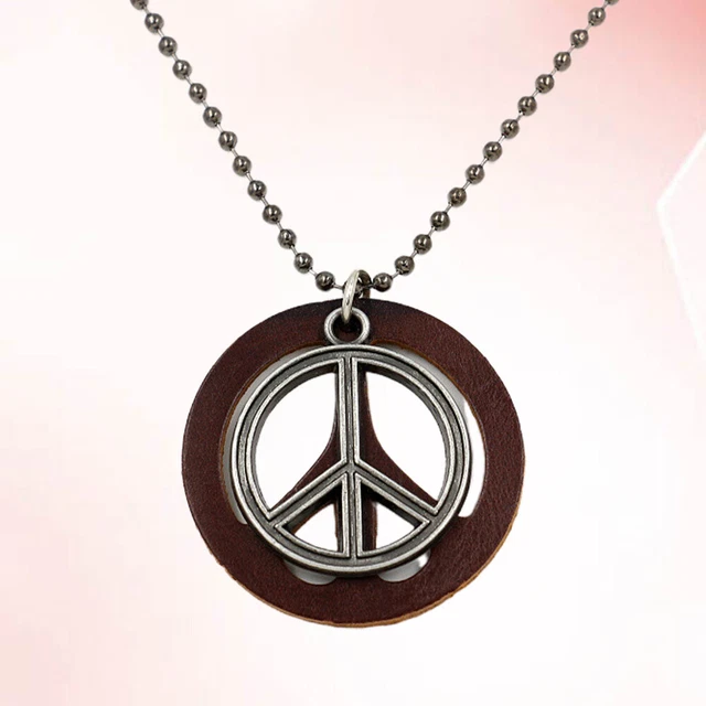 2 Stück Retro Peace Charm Halskette Peace Sign Anhänger Schmuck Mode Pullover 3