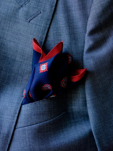 BROOKS BROTHERS x THOM BROWNE Silk Pocket Square Made In Italy 17” x 17”