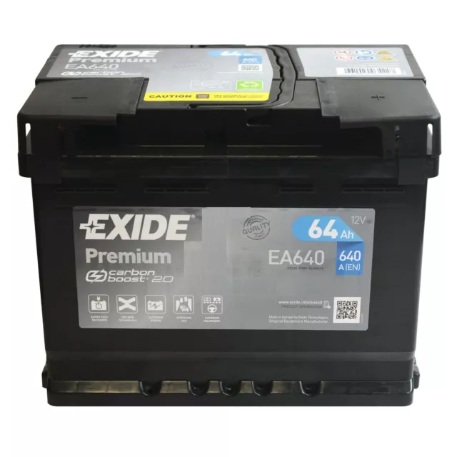 Autobatterie Exide EA640 64 Ah Ampere 12V Stichwort 640A 242x175x190 = Bosch 60