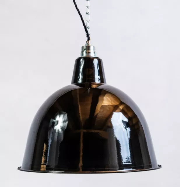 Fabriklampe 36cm schwarz rund Emaille Lampe Enamel Industrial Lighting