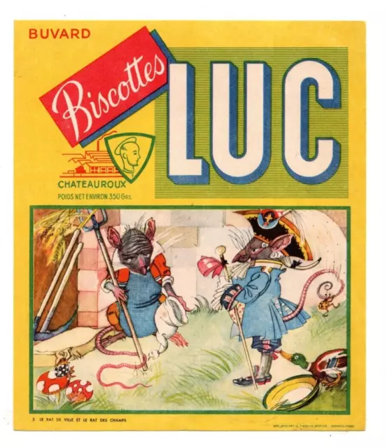 BUVARD -  Biscottes LUC. Le rat des villes, le rat des champs. BE (CLA109)