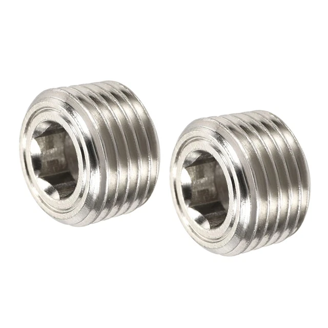Laiton Bouchon 1/8" NPT Mâle Filetage Hexagonal Douille Raccord Galvanisé Set 2
