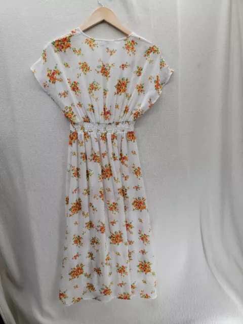 Cecil McBee floral Full length Split 2 button Short Sleeve Dress Fits Size-Small 3