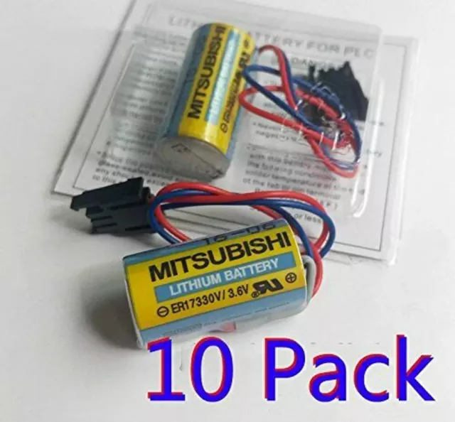 10 Stück Mitsubishi A6BAT ER17330V SPS-Akku Größe 2 / 3A 3,6 V Li-Ionen-Akku