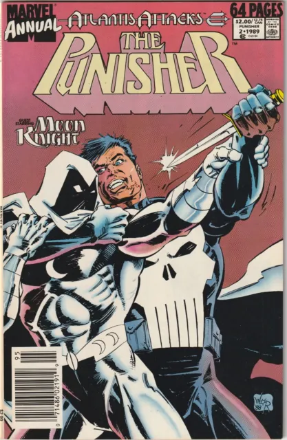 The Punisher Annual # 2 Newsstand Cover NM- 1989 Marvel Moon Knight Appearance