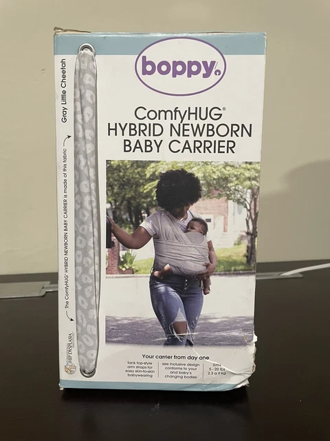 Boppy Gray Little Cheetah Comfy Hug Hybrid Newborn Baby Carrier - Damaged Box
