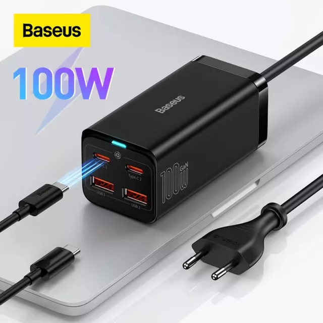 Baseus 4 IN 1 Ladegerät 100W USB C Netzteil Desktop Ladestation für iPhone 15 14