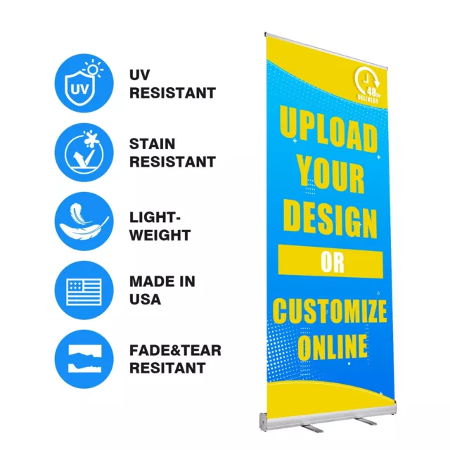 A Heavy-Duty Retractable Roll Up Banner Stand 33"x80"+A Banner(31.5"x80") 3