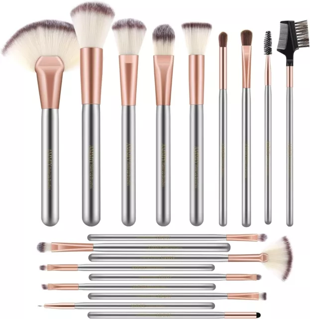 18 Make-Up Brush Set for Woman Cosmetic Brushes Kit for Concealer Foundation Blu