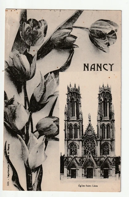 NANCY - CPA 54 - Carte Souvenir de Nancy - Eglise St Léon et fleurs