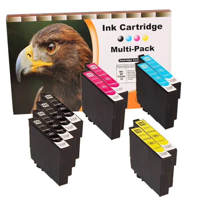 Set 10 Cartucce T16Xl Di Ricambio Per Epson Workforce Wf-2010W Wf2510, Wf-2530Wf