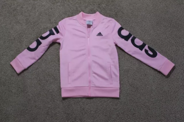Adidas Girls Pink Track Warmup Full Zip Jacket Size 5