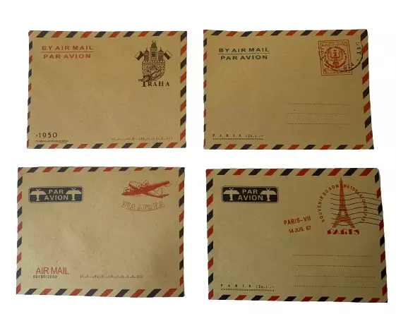 10pcs Vintage Envelopes Mini Retro Airmail Brown Kraft Paper