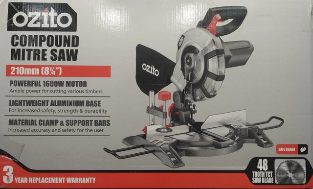 Ozito 210mm 1600w compound mitre best sale saw and stand