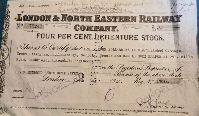 London & North East Railway Stock Certificate