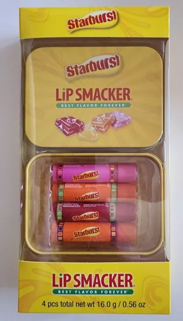 Lip Smacker STARBURST Fruit Candy Flavored Lip Balm Tin Set of 4 New