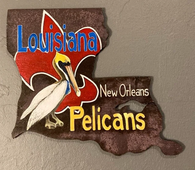 New Orleans Pelicans Louisiana Large Wooden Sign Solid Wood Hand Painted