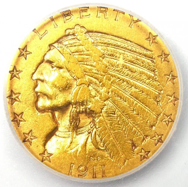 1911-S Indian Gold Half Eagle $5 Coin. ICG XF45 (EF45) - Rare San Francisco Date