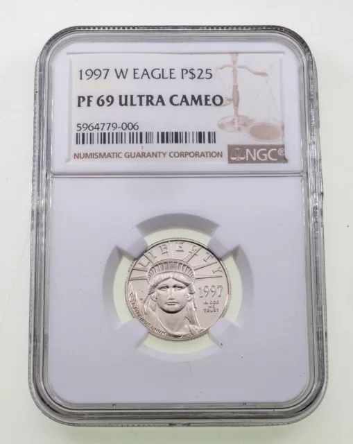 1997-W P$25 1/4 Oz. Platinum Proof Eagle Graded by NGC as PF69 Ultra Cameo