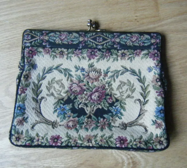 Mid-Century Needlepoint TAPESTRY G.H.L PRINCESS STYLE GERMANY Bag Evening Purse