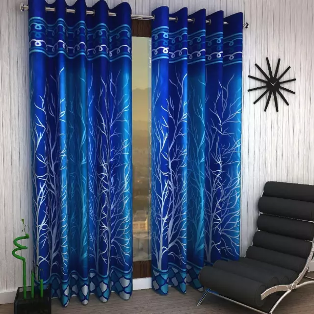 Estampado de árbol azul: juego de cortinas con ojales de 2 piezas para...