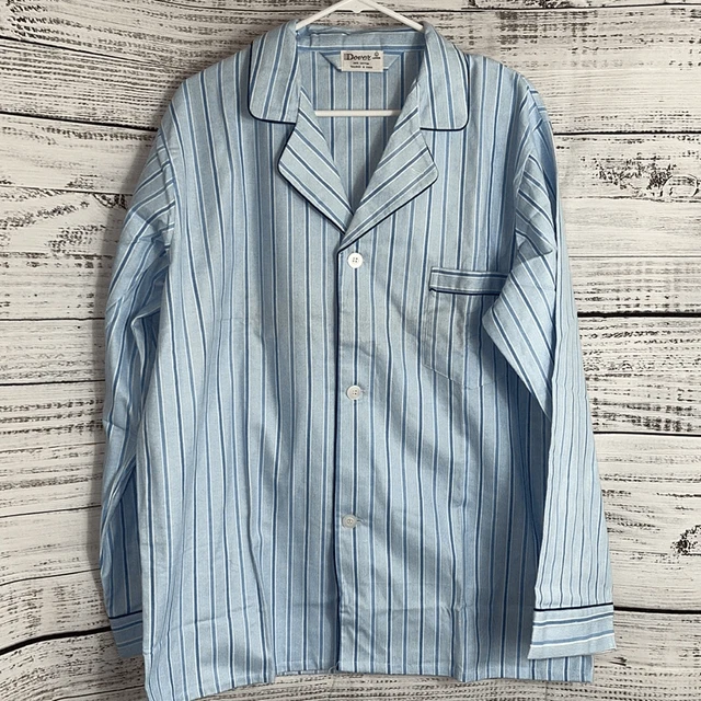 Dover Vintage PJ Set Mens large Cotton striped button up Long Sleeve