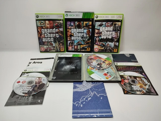 Pacchetto giochi Grand Theft Auto GTA x 3 IV V episodi acciaio Liberty City Xbox 360