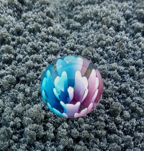 Hand Made Beautiful Rose/Blue Flower Marble 16mm Marble/Sphere Display Piece