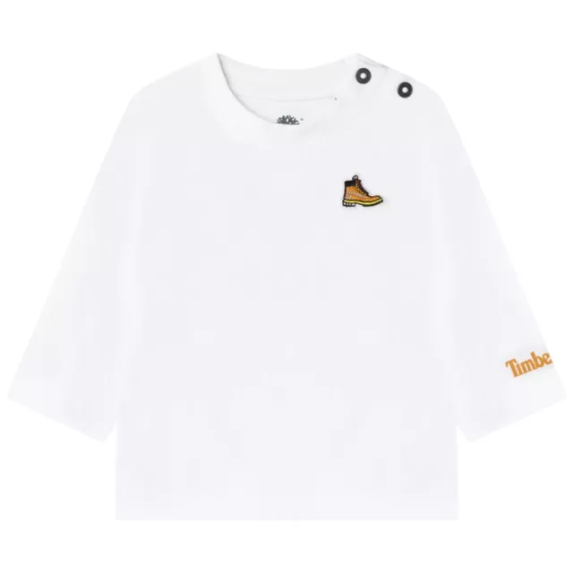 TIMBERLAND T-shirt bianca neonato bambino scarponcino cotone 9 12 18 mesi 3 anni