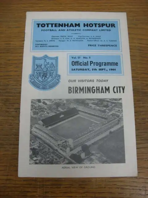 05/09/1964 Tottenham Hotspur v Birmingham City