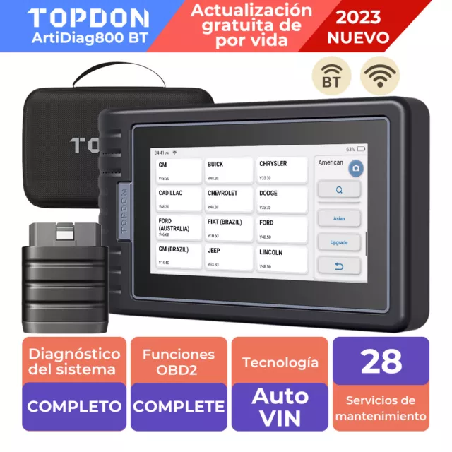 TOPDON AD800 BT Escáner de Diagnóstico Profesional OBD2 Sistemas Completos TPMS