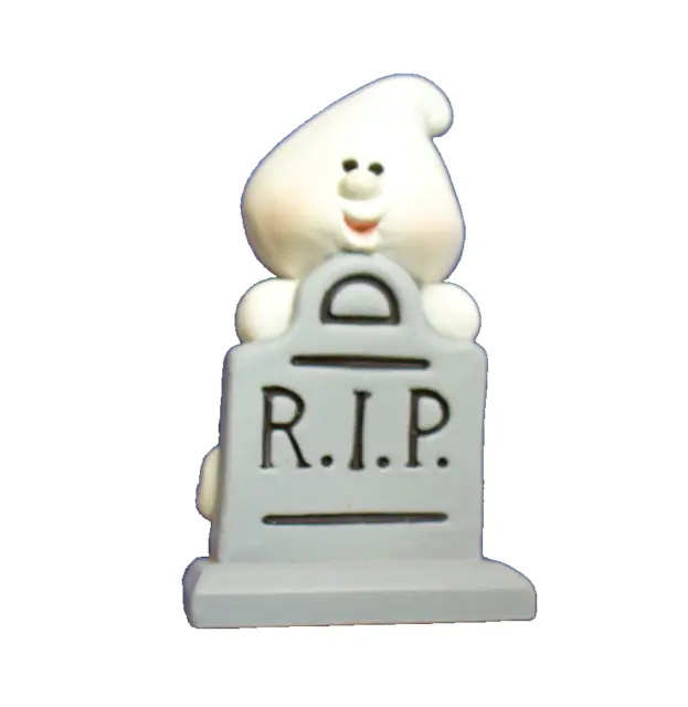 Hallmark MERRY MINIATURES Halloween Vintage GHOST RIP Tombstone '93 Figurine NEW