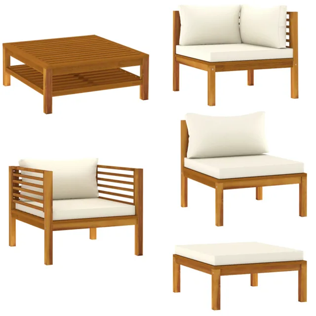 Gartenmöbel Sitzgruppe Massivholz Akazie Lounge Sofa Couch Garnitur Sessel Tisch