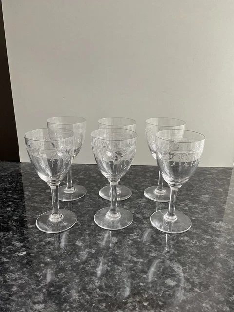 6 Verres A Vin Rouge En Cristal Grave Baccarat Ou St Louis