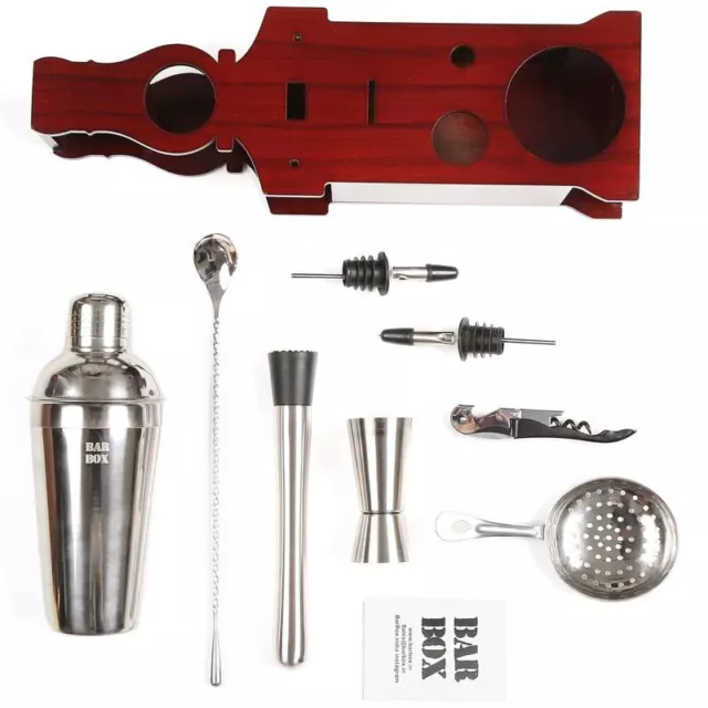 Maison Barman Outils Accessoires Kit avec Socle Cocktail Shaker Set Acajou 2